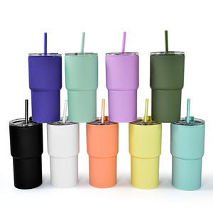 24 Pack 17oz Plastic Water Bottles with Colorful Straws and Clear Lids_GGblanks