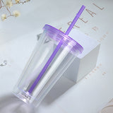 China RTS_Double Walled Led Transparent Luminous Creative 16oz Colorful Cup With Plastic Lids 60pcs/case_GGblanks