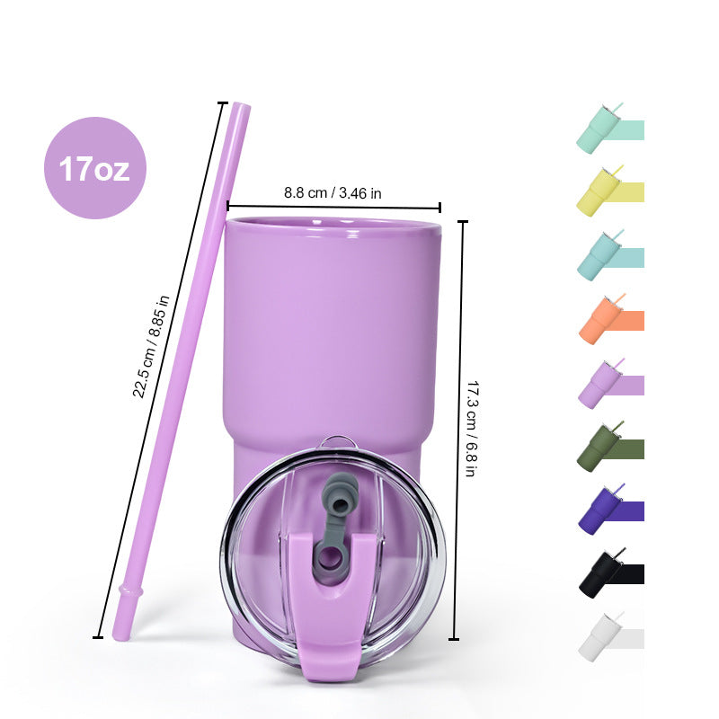 24 Pack 17oz Plastic Water Bottles with Colorful Straws and Clear Lids_GGblanks