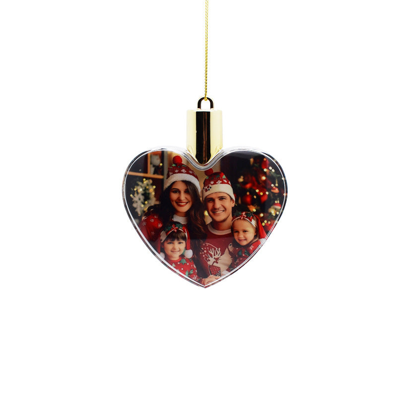 New Christmas pendant heart-shaped round sublimation Christmas pendant_GGblanks