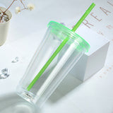 China RTS_Double Walled Led Transparent Luminous Creative 16oz Colorful Cup With Plastic Lids 60pcs/case_GGblanks