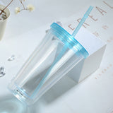 China RTS_Double Walled Led Transparent Luminous Creative 16oz Colorful Cup With Plastic Lids 60pcs/case_GGblanks