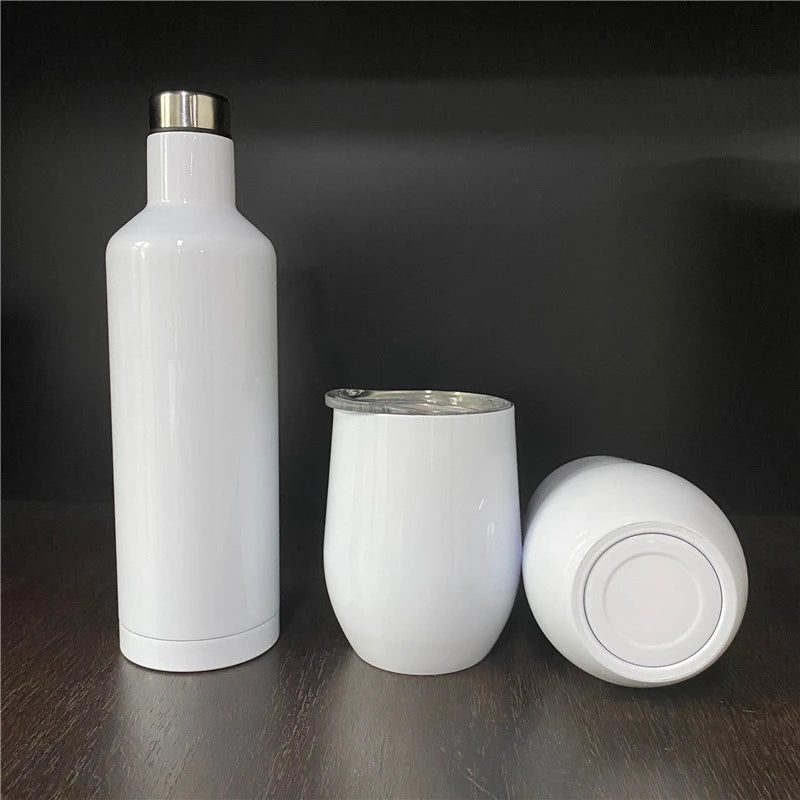 6 Sets Christmas Gifts Wine Tumbler And Bottle Gifts Set With Box 12oz Wine Tumblers and 17oz Water Bottles Both Work for Sublimation_GGblanks