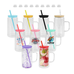 25 Pack 15oz China RTS double walled Snow Globe Glass Mugs with Hollow Handle_GGblanks