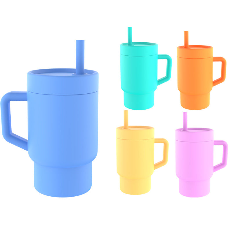 84 Pack China RTS 8oz lightweight 100% premium silicone kids stanley tumblers with leakproof straws_GGblanks