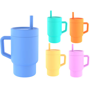 84 Pack China RTS 8oz lightweight 100% premium silicone kids stanley tumblers with leakproof straws_GGblanks