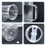 20 Pack GGblanks Glitter 40oz Clear Acrylic Snow Globe Cups Plastic Double Wall Tumbler with Pre Drilled Hole and Plug for UV DTF Transfer Wrap_GGblanks