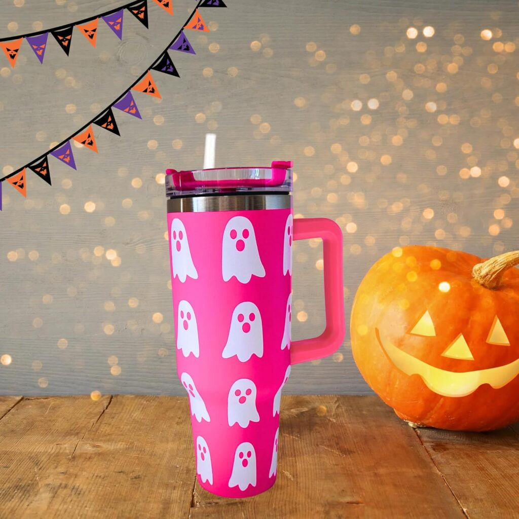 20 Pack 40oz Ghost Tumbler with Handle Halloween Coffee Tumbler_GGblanks