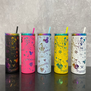 25 Pack 20oz Christmas straight tumblers with rainbow laser engraving Disney design_GGblanks