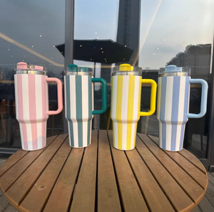 20 Pack Striped 40oz Stainless Steel Quencher Tumblers with Lid and Removable Handle_GGblanks