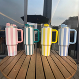 20 Pack Striped 40oz Stainless Steel Quencher Tumblers with Lid and Removable Handle_GGblanks