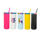 25 Pack 20oz Powder Coated Stainless Steel Straight Skinny Tumbler Rainbow Plated Rainbow Underneath Tumbler for Laser Engraving_GGblanks