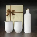 6 Sets Christmas Gifts Wine Tumbler And Bottle Gifts Set With Box 12oz Wine Tumblers and 17oz Water Bottles Both Work for Sublimation_GGblanks