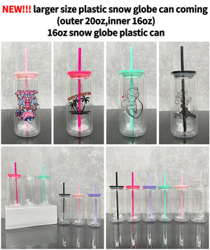 25 Pack 16oz Inner 20oz Outer Pre-Drilled Snow Globe Plastic Can with Colorful PP Lid and Plug_GGblanks