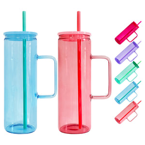 25 Pack USA RTS 20oz Straight Glass Mugs Skinny Tumblers Jelly Color Straight Beverage Mugs for Sublimation or UV DTF wraps_GGblanks
