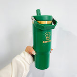 25 Pack 30oz Gold/Copper Plated Christmas Green Red Pink Black White Water Bottles with Flip Straws_GGblanks