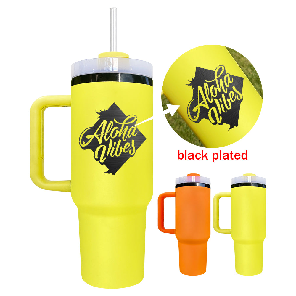 20 Pack 40oz Black Underneath Black Plated Black/Red/Pink/Blue/Light Pink/White/Yellow/Orange Tumblers for Laser Engraving_GGblanks
