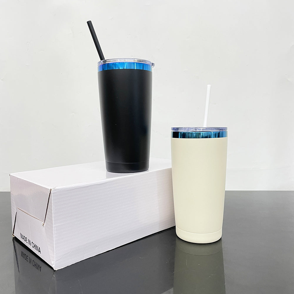 25 Pack 20oz Blue Plated Black Cream Powder Coated Car Cups for Laser Engraving_GGblanks