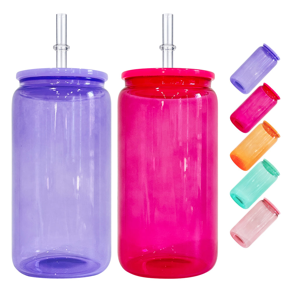25 Pack 50 Pack 16oz Jelly Sublimation Glass Cans in Sweet Candy Colors_GGblanks