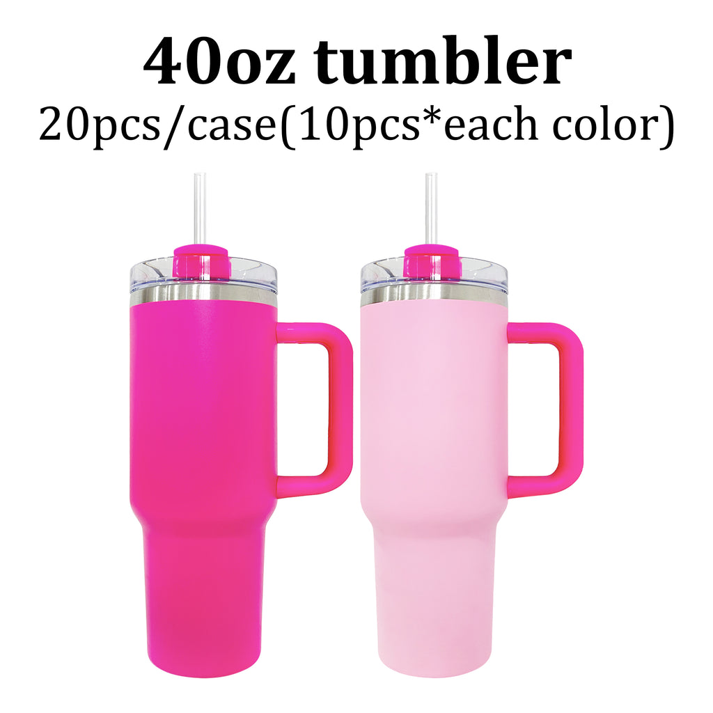 20 Pack Blank Sublimation 40oz H2.0 Pink Mixed Colors Silver Underneath Quencher Tumbler_GGblanks