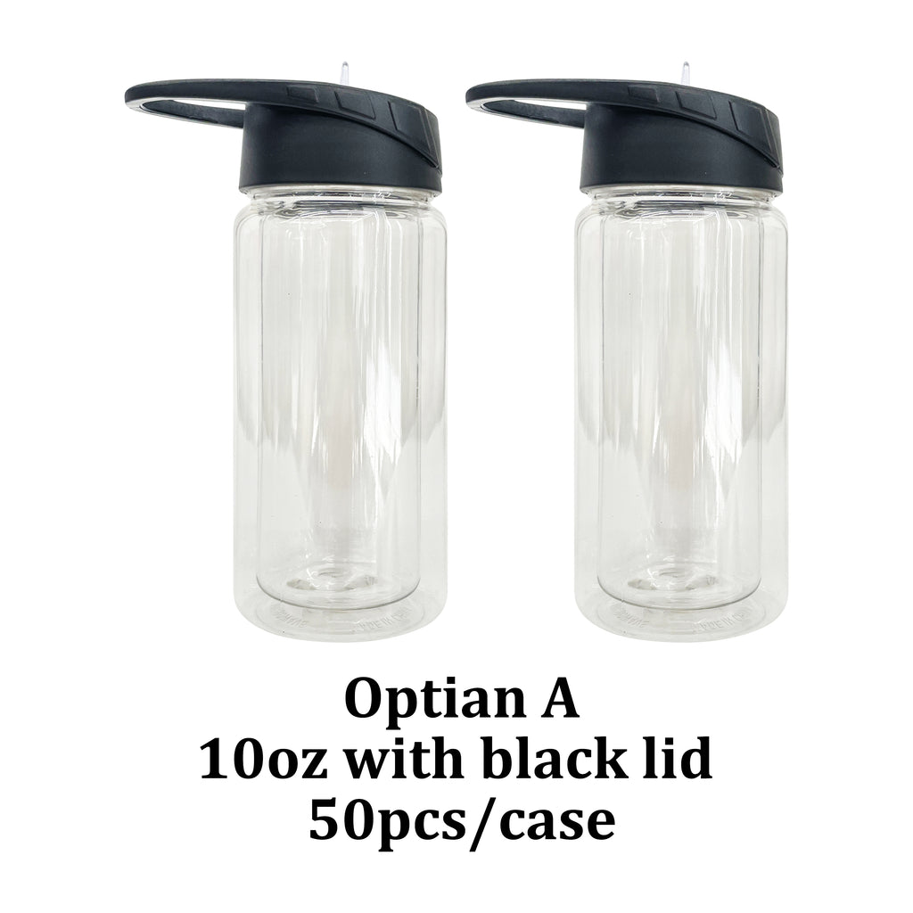 50 Pack USA RTS 10oz Black Lids Double Walled Plastic Bottles for Snow Globe_GGblanks