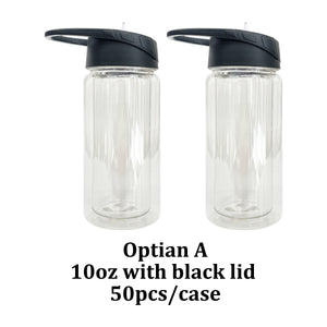 50 Pack USA RTS 10oz Black Lids Double Walled Plastic Bottles for Snow Globe_GGblanks