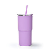 24 Pack 17oz Plastic Water Bottles with Colorful Straws and Clear Lids_GGblanks