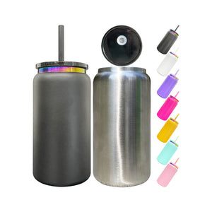 25 Pack 16oz Stainless Steel Cans Rainbow Plated 13pcs Black 12pcs White Soda Cans_GGblanks