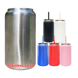 25 Pack USA RTS 16oz Stainless Steel Cans Black Plated Red Blue Black White PInk Soda Cans_GGblanks