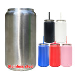 25 Pack USA RTS 16oz Stainless Steel Cans Black Plated Red Blue Black White PInk Soda Cans_GGblanks