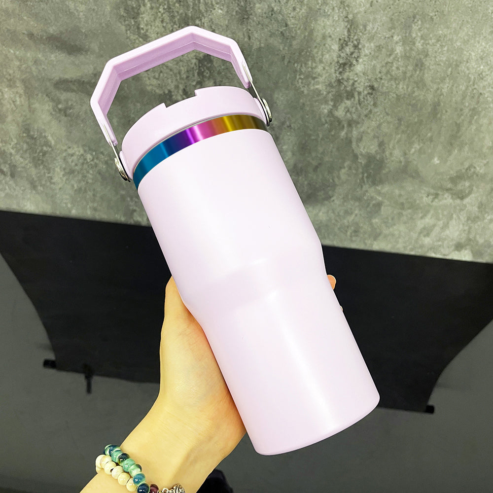 25 Pack 20oz Rainbow Plated Student Water Bottles with Flip Straws_GGblanks