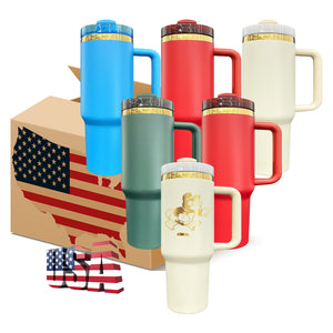 16 Pack 40oz Powder Coated Gold Plated Gold Underneath H2.0 40oz Christmas Tumblers For Laser Engraving  _GGblanks