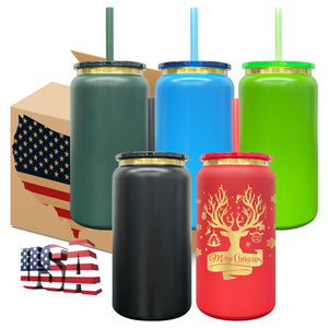 25 Pack 16oz Christmas Stainless Steel Cans Gold Plated Black Red Blue Green Soda Cans_GGblanks