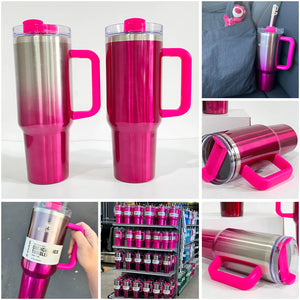 China RTS_H2.0 Hot Pink LOTSO 40oz Metallic painted Stanley-style Blank Sublimation Tumblers 20pcs-Colors Mixed 40HOTPINK01_GGblanks