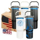 25 Pack China RTS Black White Mixed Blue Plated 30oz Flip Top Straw Water Bottle for Laser Engraving_GGblanks