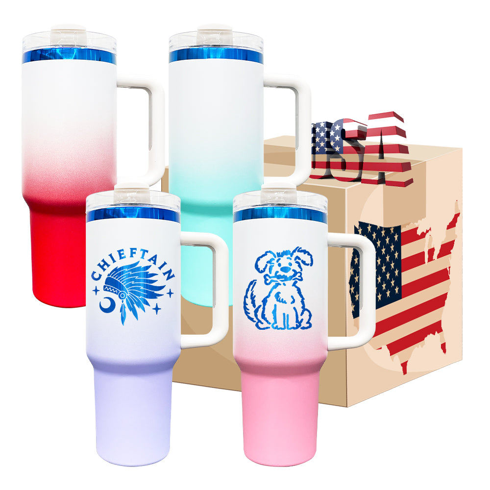 20 Pack USA RTS 40oz Blue Plated Ombre Powder Coated H2.0 Quencher Tumblers For Laser Engraving_GGblanks