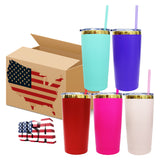 25 Pack Mirror Gold Plated 20oz Gold Underneath Red Blue Purple Pink White Car Cup_GGblanks
