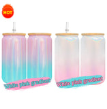 25 Pack 16oz Sublimation Blanks Gradient Glitter Beer Glass Can Sold By Case_GGblanks