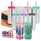 25 Pack 12oz Inner 16oz Outer Double Wall Snow Globe Plastic Cans_GGblanks