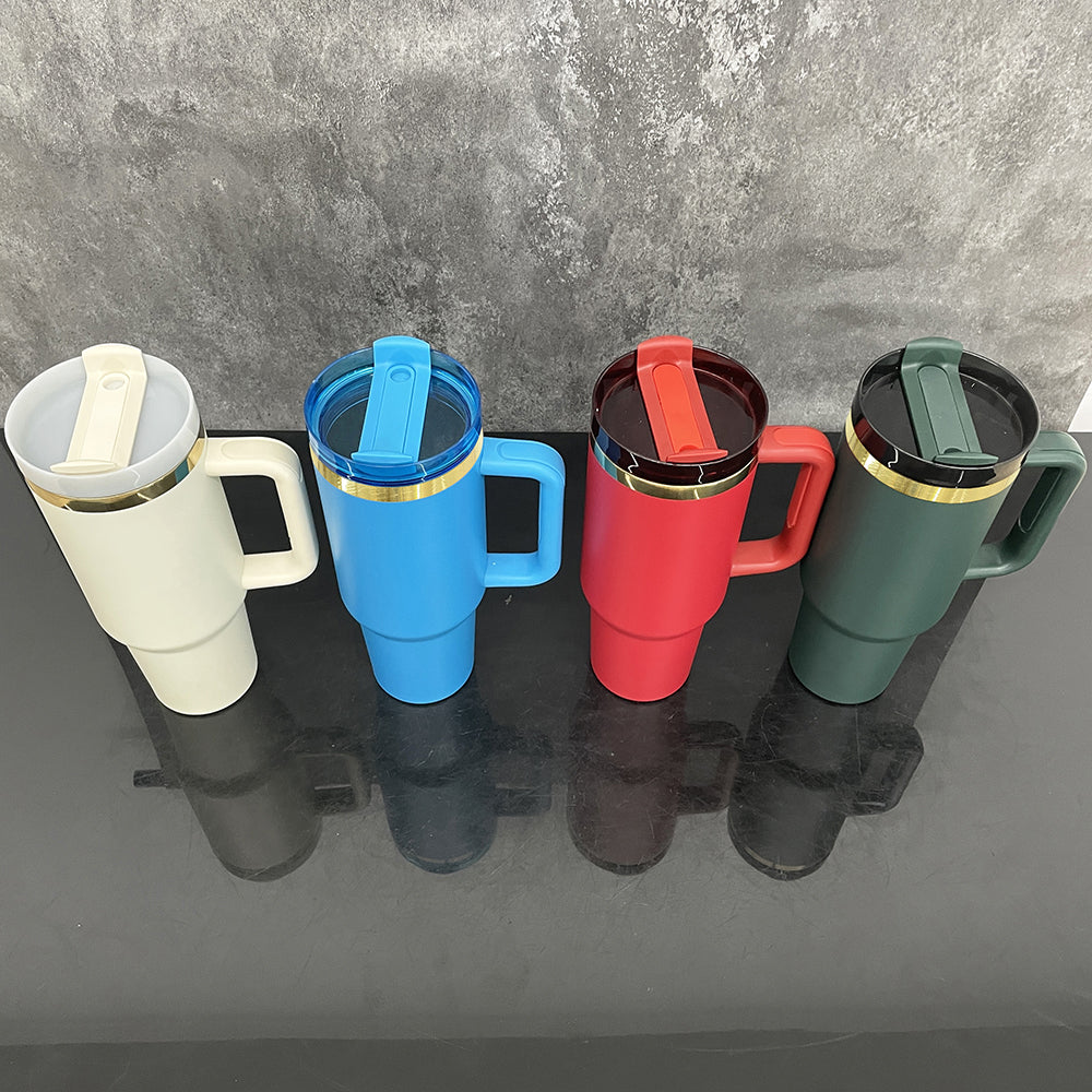 16 Pack 40oz Powder Coated Gold Plated Gold Underneath H2.0 40oz Christmas Tumblers For Laser Engraving  _GGblanks
