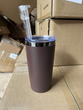 25 Pack Yeti Style 20oz Black Plated Red Chocolate Colorful Car Cups Power Coated Tumblers with Colorful Straws_GGblanks