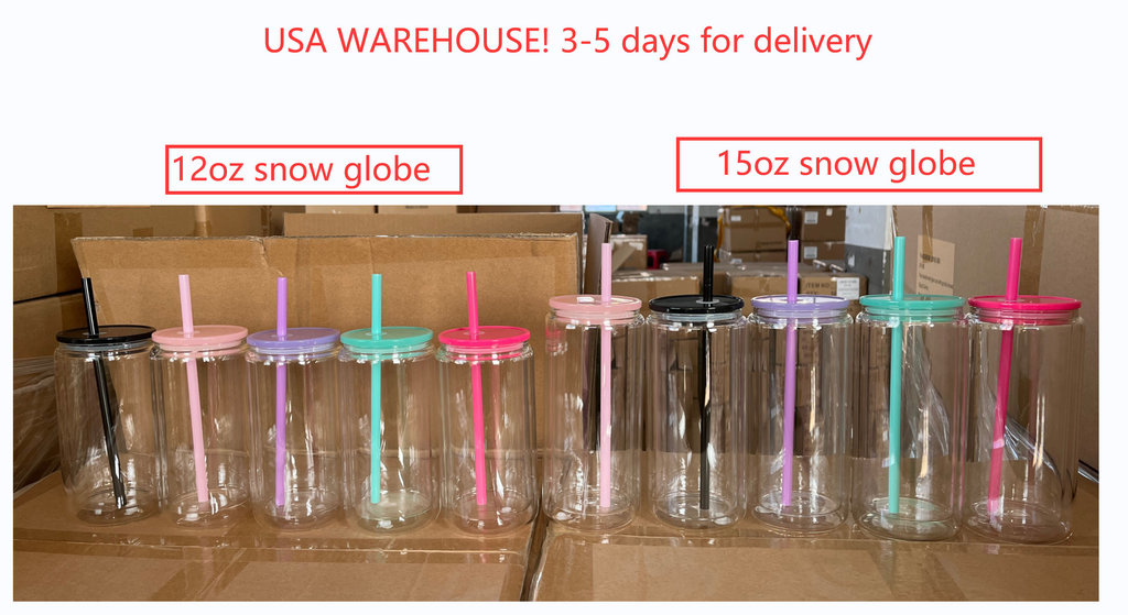 25 Pack USA RTS 12oz/15oz Pre Drilled Double Walled Snow Globe Glass Can with PP Lids_GGblanks