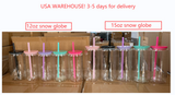 25 Pack USA RTS 12oz/15oz Pre Drilled Double Walled Snow Globe Glass Can with PP Lids_GGblanks