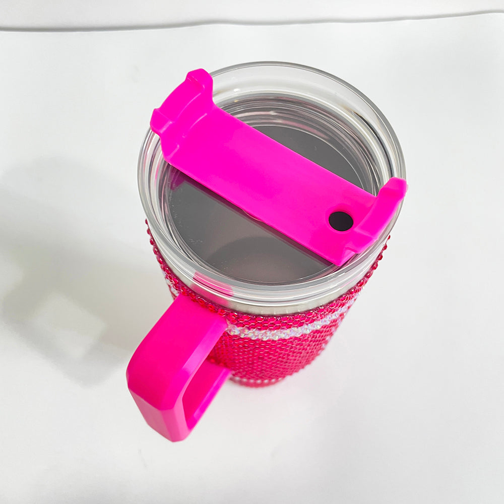 20 Pack USA RTS Hot Pink Black 40oz Sweet Heart Print/Football Diamond Bling Rhinestone Tumblers_GGblanks