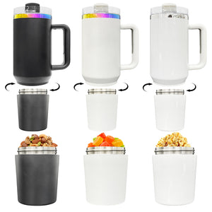 20 Pack GGblanks 2 in 1 40oz Quencher Tumbler with Snack Storage Compartment white for Sublimation& white Black Powder Rainbow Plated Tumblers for Laser Engraving_GGblanks