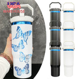 25 Pack China RTS Black White Mixed Blue Plated 30oz Flip Top Straw Water Bottle for Laser Engraving_GGblanks