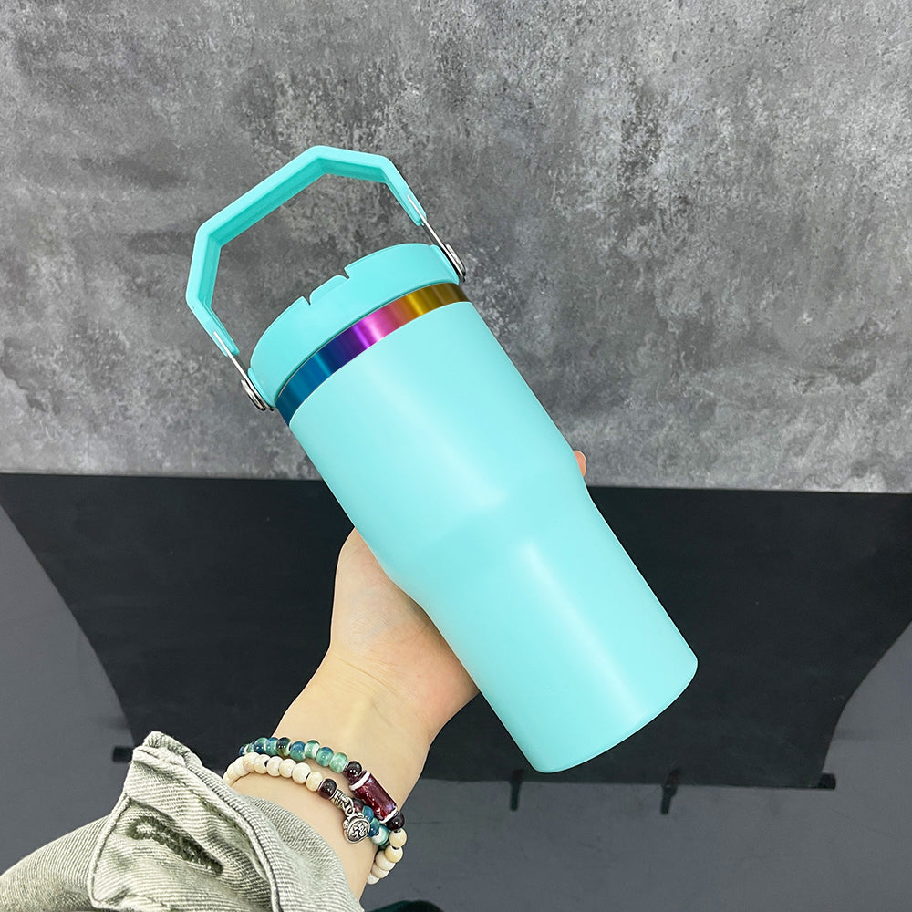 25 Pack 20oz Rainbow Plated Student Water Bottles with Flip Straws_GGblanks