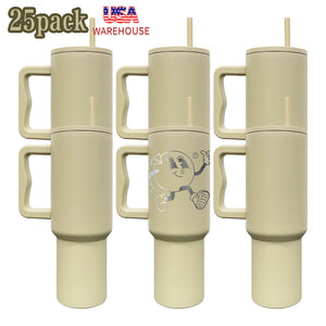 USA Warehouse 40oz Grayish Brown Handled Travel Mug Modern Matte 25pcs_GGblanks