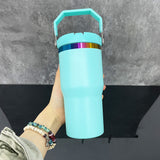 25 Pack 20oz Rainbow Plated Student Water Bottles with Flip Straws_GGblanks