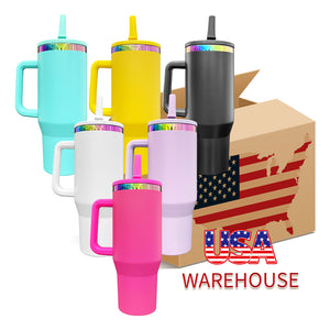16 Pack 40oz Powder Coated Colorful Rainbow Plated Leak Proof Tumblers with Fantastic Leakproof Lids_GGblanks